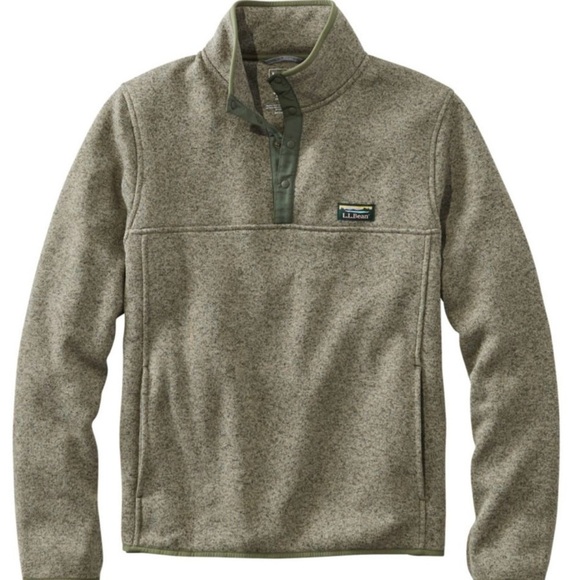 L.L. Bean Mens Green Fleece Pullover 1/4 Snap Long Sleeve Sweater Size XL Tall - Picture 2 of 9